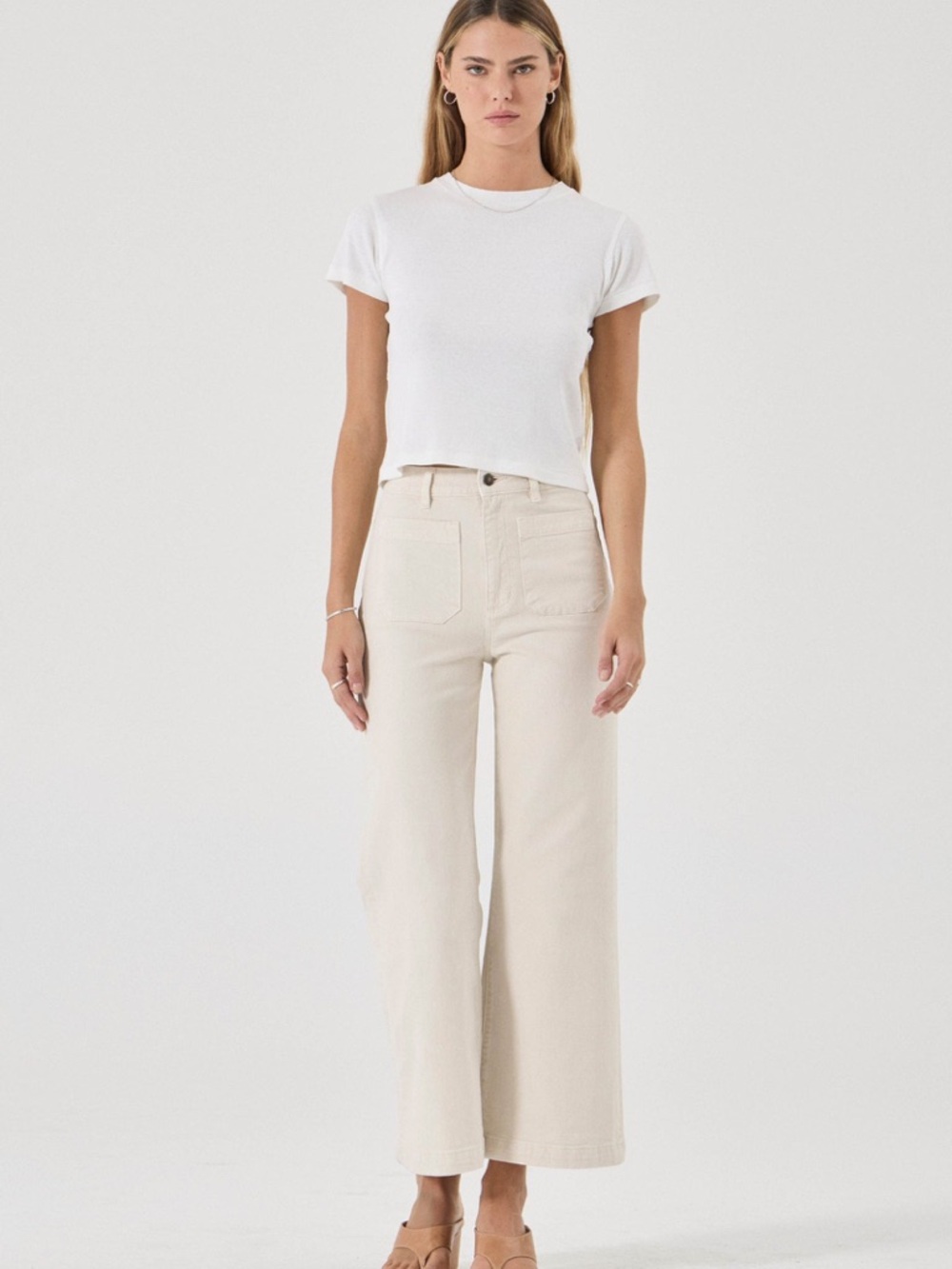 Rolla’s High-Rise Wide-Leg Sailor Jeans in Cream